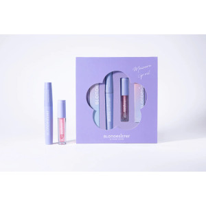BLONDESISTER „Mini Box Essential“ dežutė (juodos spalvos tušas 12 ml ir bespalvis lūpų aliejus 2,5 ml)